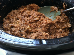 At this point, our pulled pork was looking, smelling, and tasting delicious.  Time to eat!